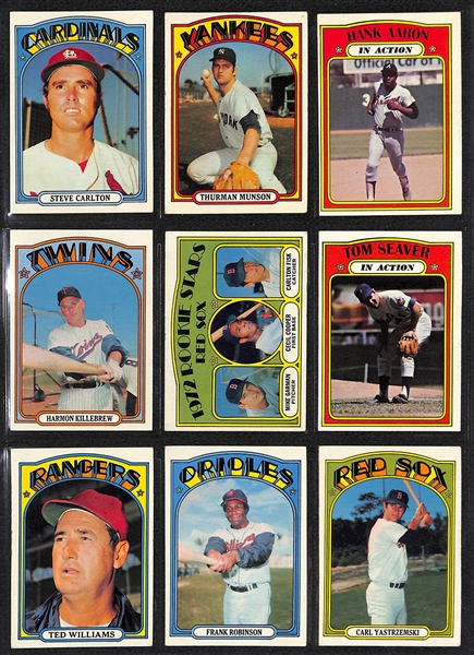 Lot of 250+ 1972 Topps & O-Pee-Chee Baseball Cards w. Topps Carlton Fisk Rookie Card