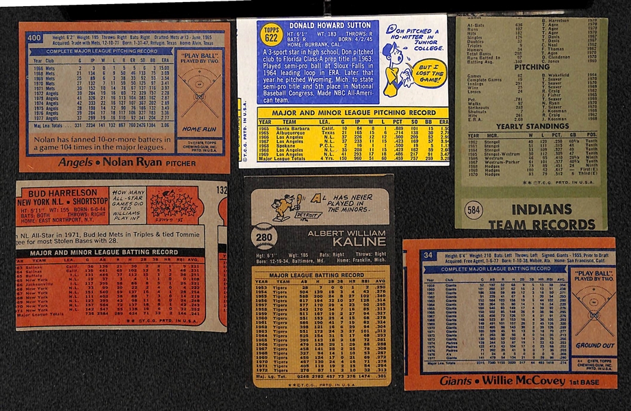 Lot of 25 Miscut & Print Flaws Star Cards w. 1978 Nolan Ryan