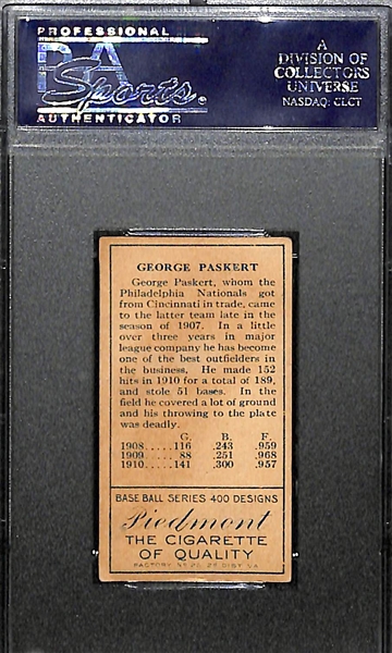 1911 T205 Gold Border George Paskert PSA 4 (VG-EX) Philadelphia Phillies
