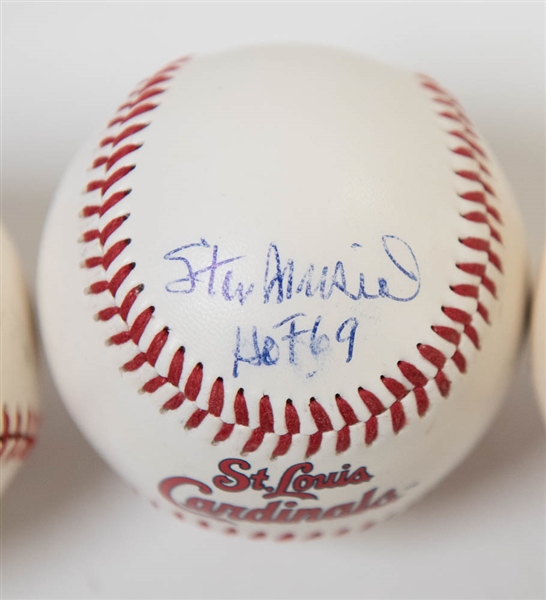 Lot of 3 Signed Baseballs w. Stan Musial