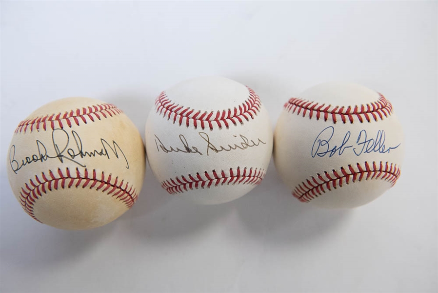 Lot of 3 Signed Baseballs w. Duke Snider