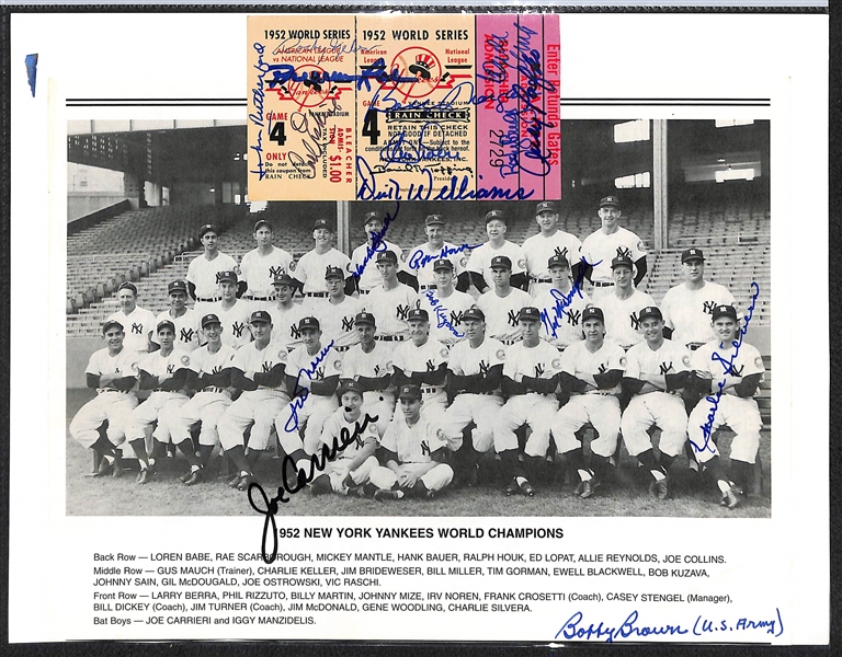 Lot of 8 Yankees & Dodgers Signed Team Photos & Tickets w. Don Larson