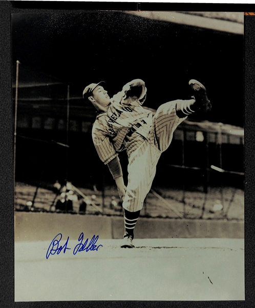 Lot of 6 Signed Baseball Photos w. Bob Feller