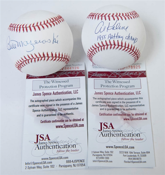 Al Kaline & Bill Mazeroski Signed Official MLB Baseballs - JSA