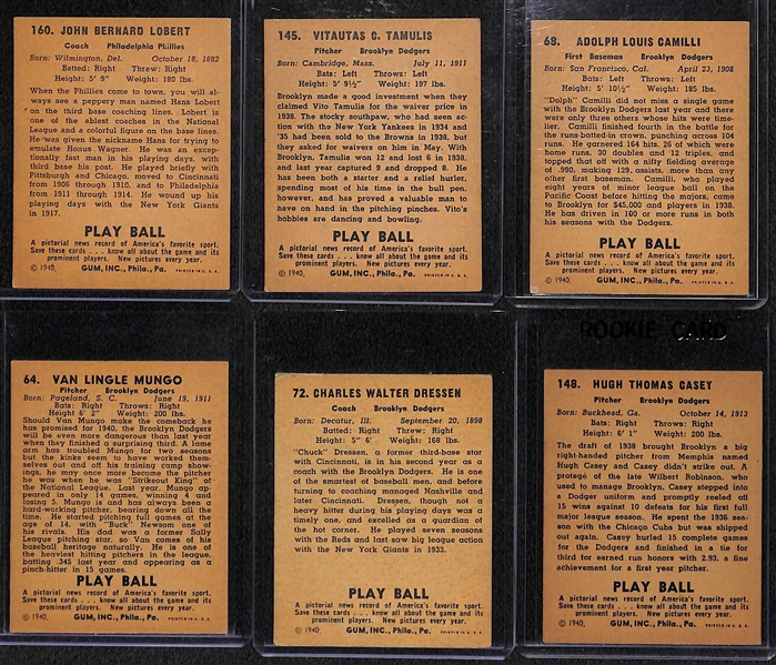 Lot of 16 - 1940 Playball Baseball Cards w. Hans Lobert (High Number Card)