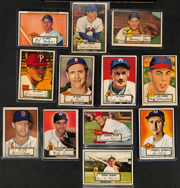 Lot of 12 - 1952 Topps Baseball Cards w. Gil Hodges
