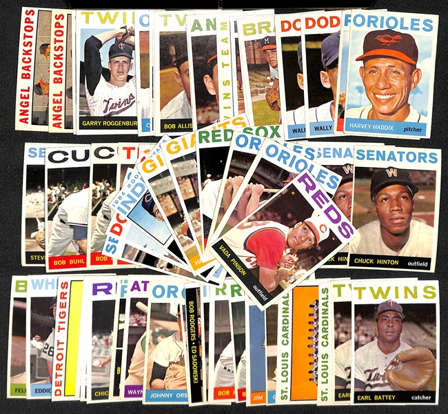Lot of 80 Assorted 1964 Topps Baseball Cards w. Vada Pinson