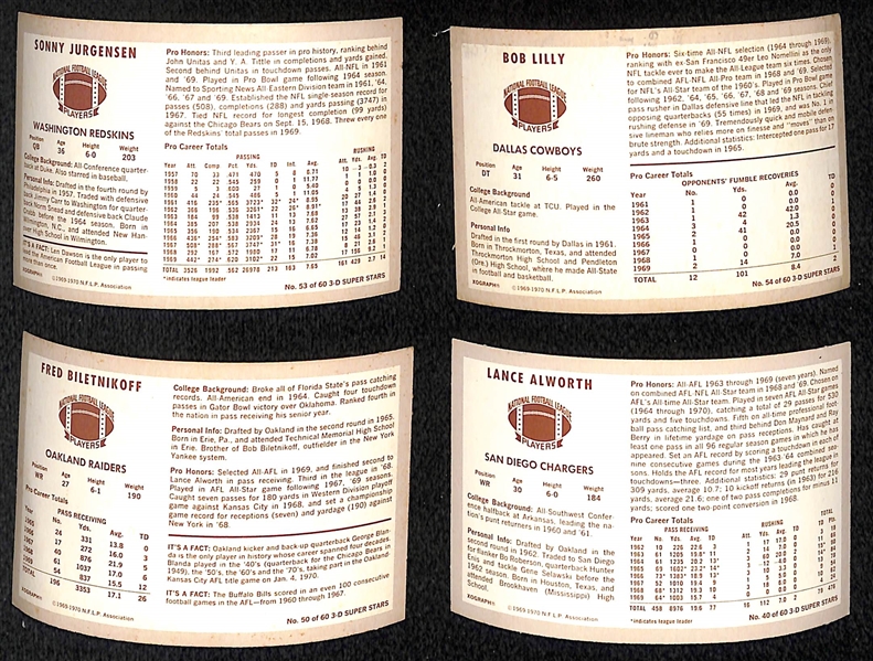 Lot of 21 Different 1970 Kelloggs 3D Football Cards w. Sonny Jurgensen