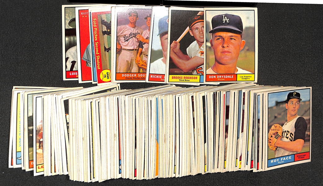 Lot of 217 Different 1961 Topps Baseball Cards w. Drysdale