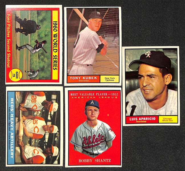 Lot of 217 Different 1961 Topps Baseball Cards w. Drysdale