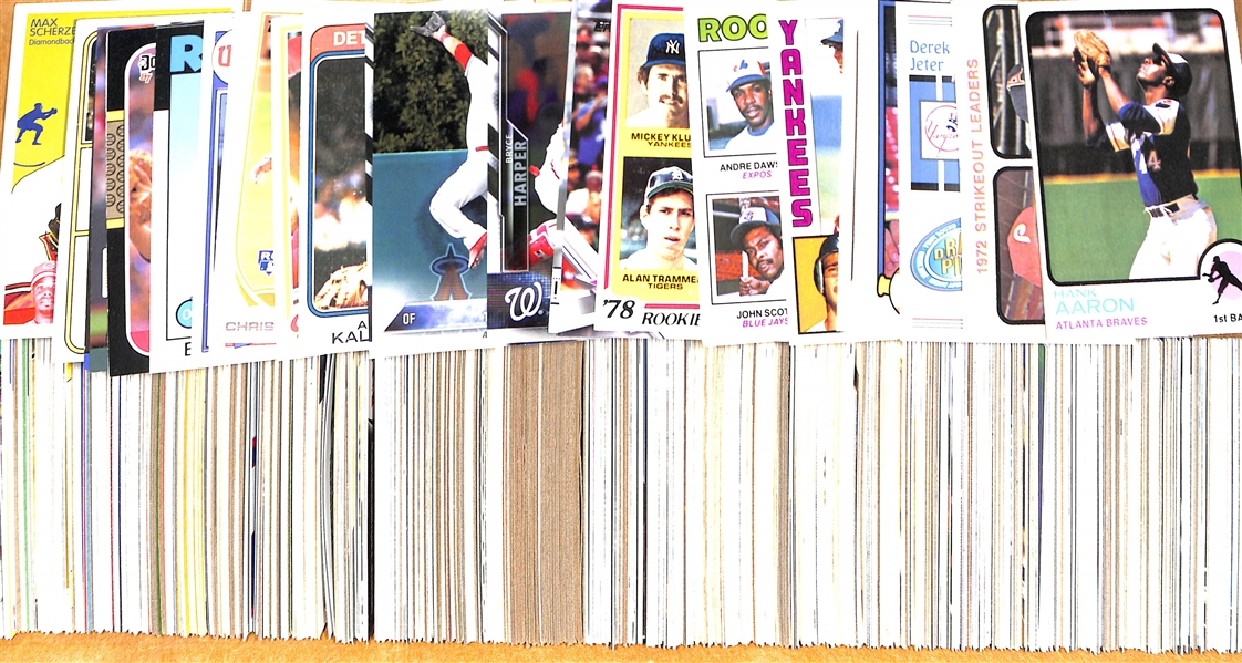Lot of Approximately 800 Star Baseball Cards - 1973 to Current w. 1973 Hank Aaron