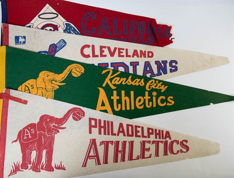 Lot of 39 Large & Small Pennants from 1950s-1970s - Primarily Baseball