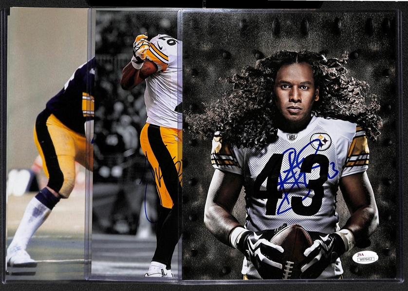 Lot of 3 Steelers Signed 8x10 Photos w. Bell & Polamalu