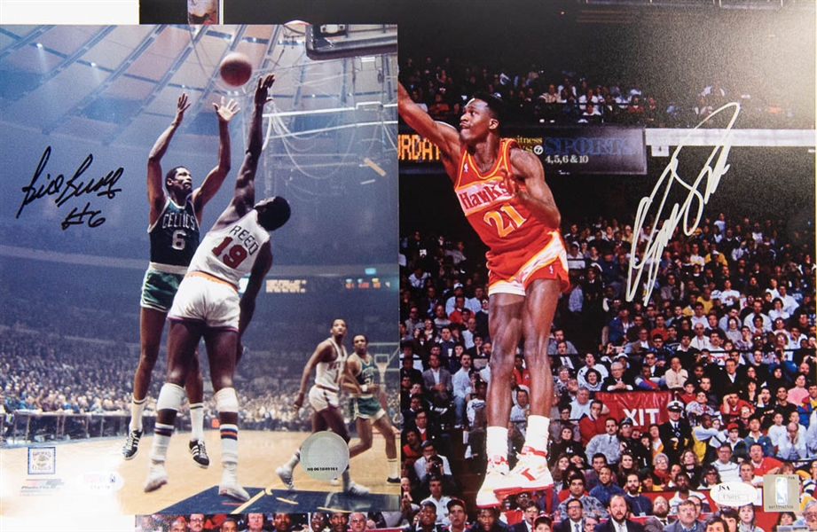 Bill Russell & Dominique Wilkins Signed Photos - COA