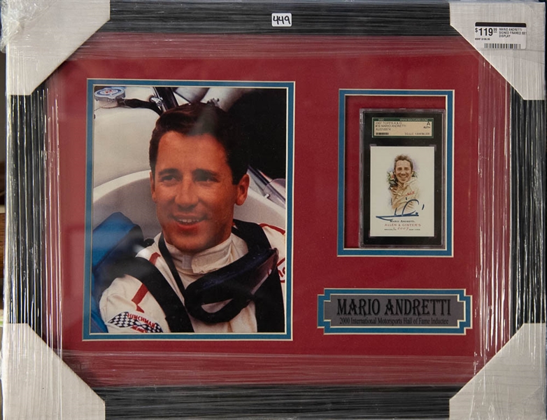 Mario Andretti Signed Card & Photo Display