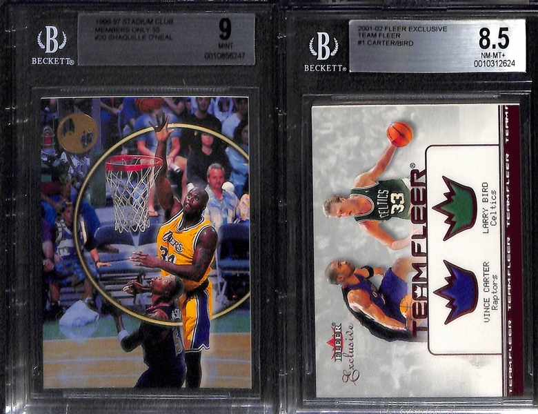 Lot of (8) Graded Basketball Cards Inc. Inserts - Includes (2) Mickael Jordan, (3) Shaquille O'Neal, Larry Bird w/ Vince Carter, Durant, +