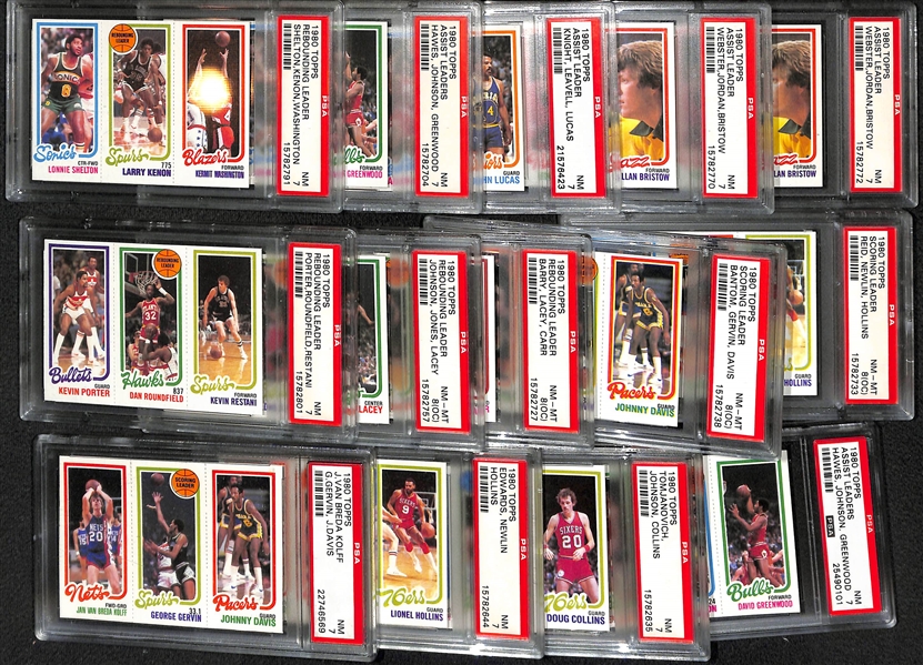 Lot of (15) Graded 1980 Topps Basketball Cards - Each Card is Graded PSA 7 or PSA 8 (OC)