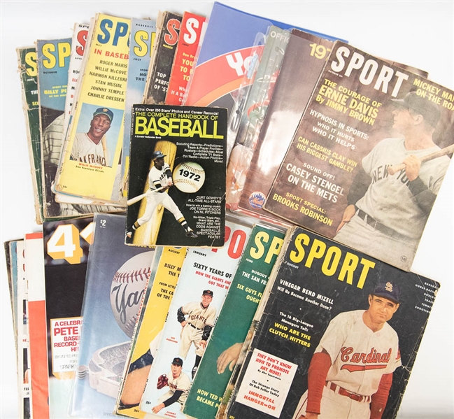 Lot of 25 Vintage Sport Magazines & Yearbooks w. Mickey Mantle