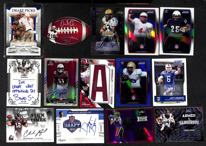 Lot of (34) Certified Football Autograph Cards (Includes Golden Tate and many rookies)