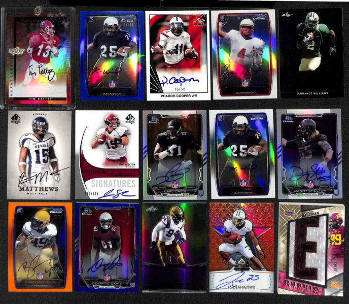 Lot of (34) Certified Football Autograph Cards (Includes Dwayne Bowe, Hakeem Nicks, and many rookies)