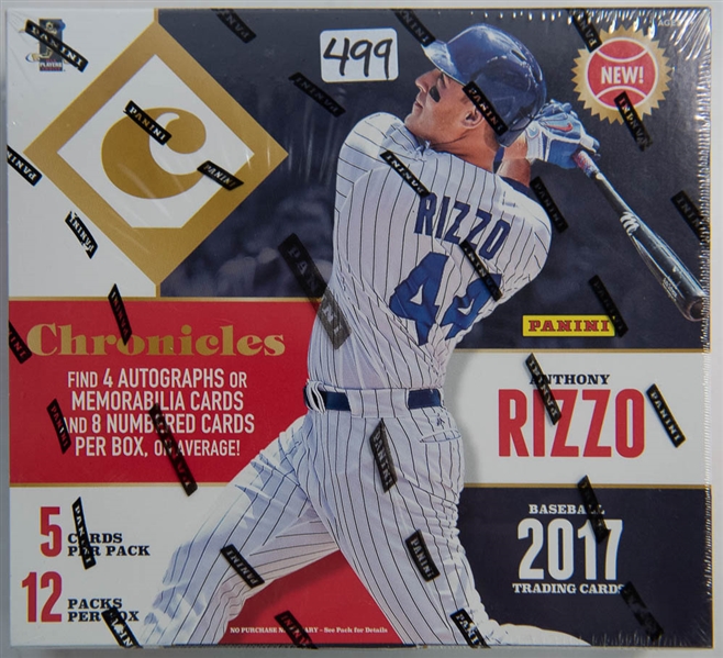 2017 Panini Chronicles Baseball Baseball Hobby Box - 4 autograph or relic cads per box)