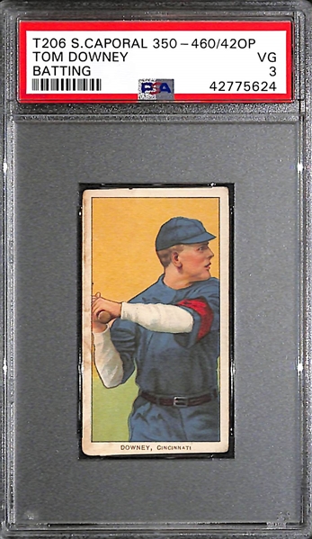 1909 T206 Tom Downey Sweet Caporal (Batting) PSA 3 
