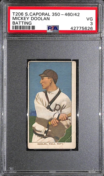 1909 T206 Mickey Doolan Sweet Caporal (Batting) PSA 3 