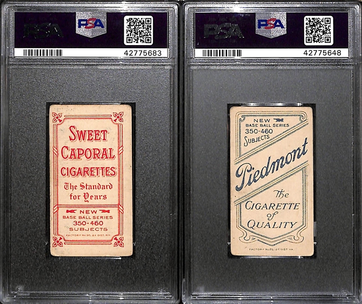 Lot of 2 1909 T206 Cards PSA 2.5 - Arlie Latham Sweet Caporal and Russ Ford Piedmont