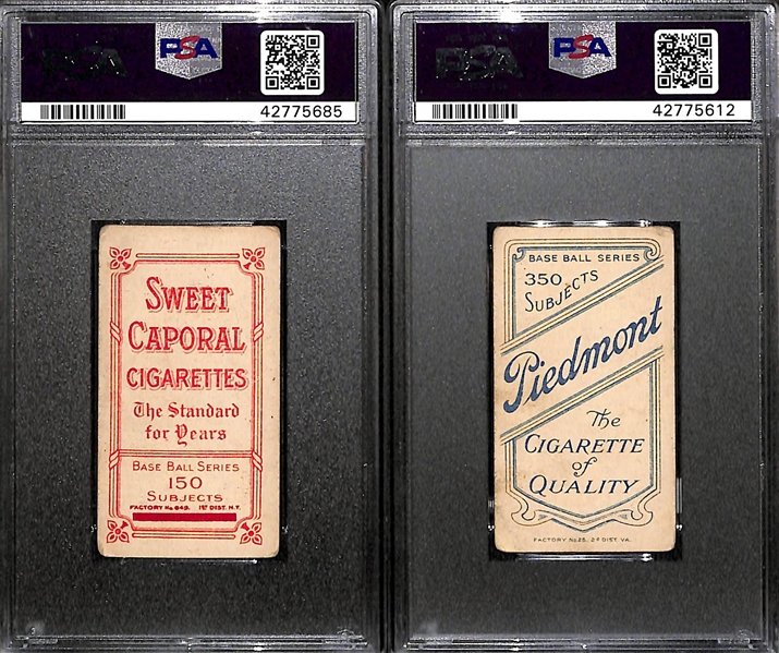 Lot of 2 1909 T206 Cards PSA 2.5 - Kaiser Wilhelm Sweet Caporal (Hands at Chest) and Al Bridwell Piedmont (No Cap) 