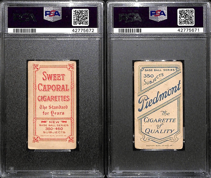 Lot of 2 1909 T206 Cards PSA 2.5 -  Admiral Schrei Sweet Caporal (Batting) and Jake Weimer Piedmont