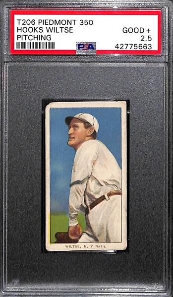 Lot of 2 1909 T206 Cards PSA 2.5 - Hooks Wiltse Piedmont (Pitching) and Bob Bescher Piedmont (Portrait)