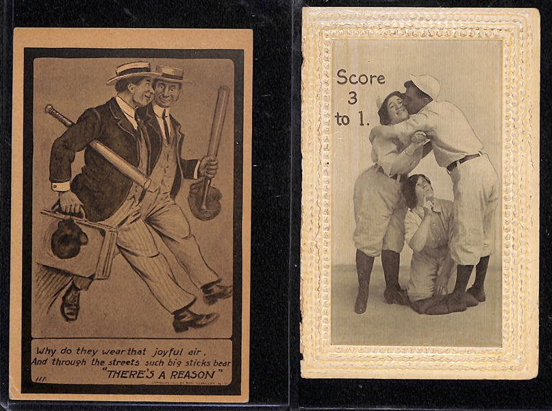 Lot of (7) RARE Early 1900s Baseball Related Post Cards - Cartoon Themed