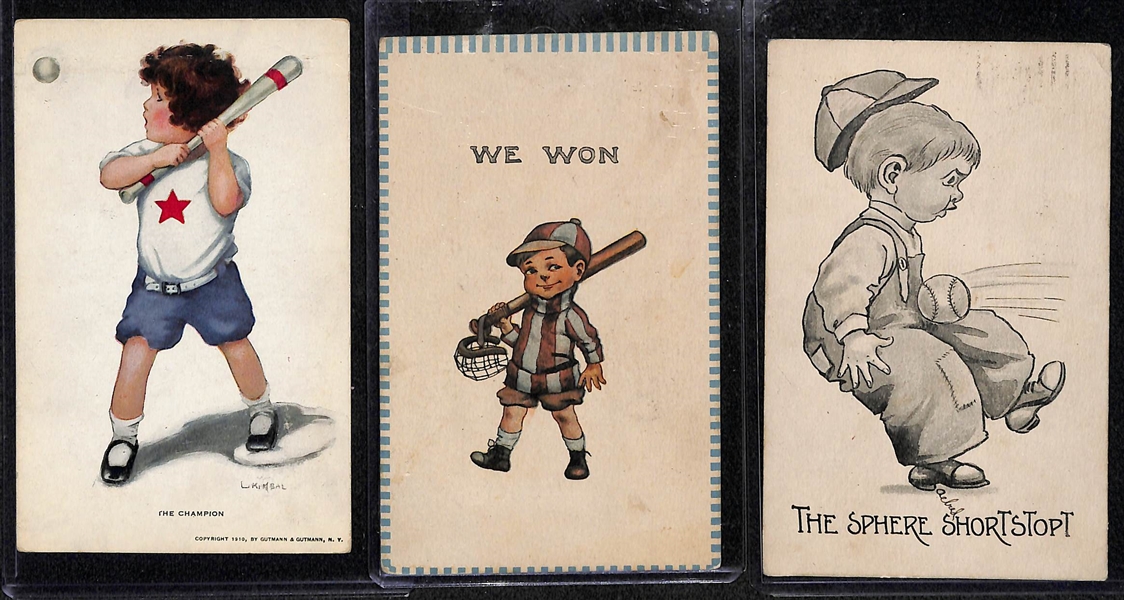 Lot of (7) RARE Early 1900s Baseball Related Post Cards - Children Themed