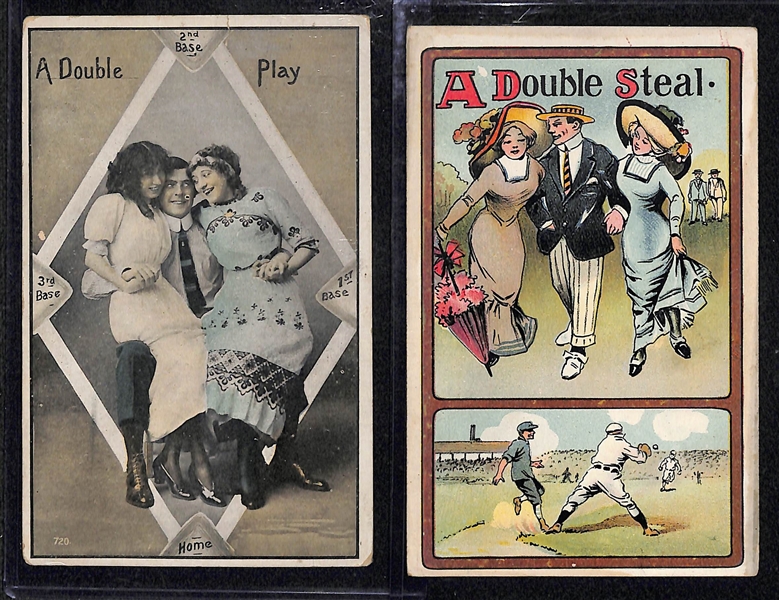 Lot of (8) RARE Early 1900s Baseball Related Post Cards - Adult Themed