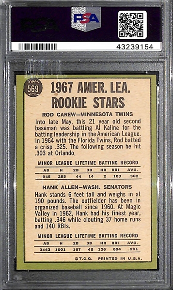 1967 Topps Rod Carew/H. Allen AL Rookies #569 - PSA 7