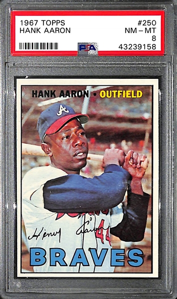 1967 Topps Hank Aaron #250 - PSA 8