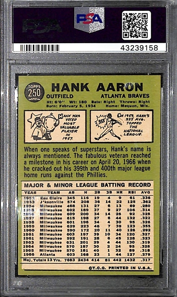 1967 Topps Hank Aaron #250 - PSA 8