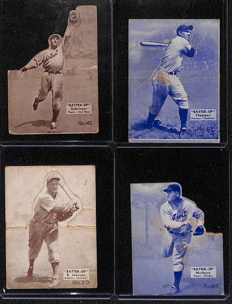 1934 Batter-Up Baseball Lot of (4) w/ Gehringer (HOF), Ben Chapman, Bob Johnson, Firpo Marberry