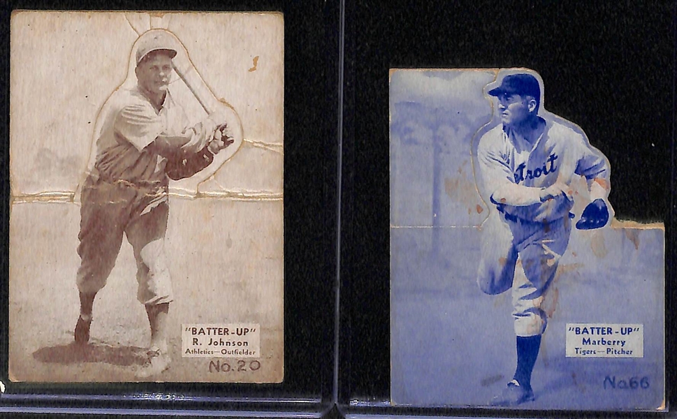 1934 Batter-Up Baseball Lot of (4) w/ Gehringer (HOF), Ben Chapman, Bob Johnson, Firpo Marberry