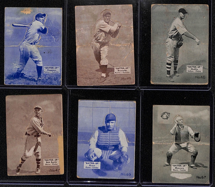 1934 Batter-Up Baseball Lot of (6) w/ Ben Chapman, Reynolds, Hudlin, Bob Smith, Grace, Mancuso