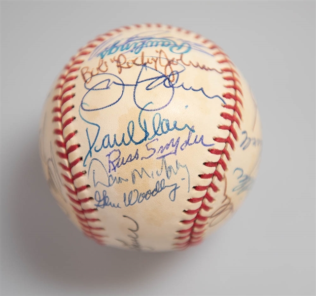 1966 Baltimore Orioles Team Signed World Champion Baseball (26 Signatures inc. B. Robinson, F. Robinson, Palmer, Powell, Blair, Bauer, and more) - JSA Auction Letter