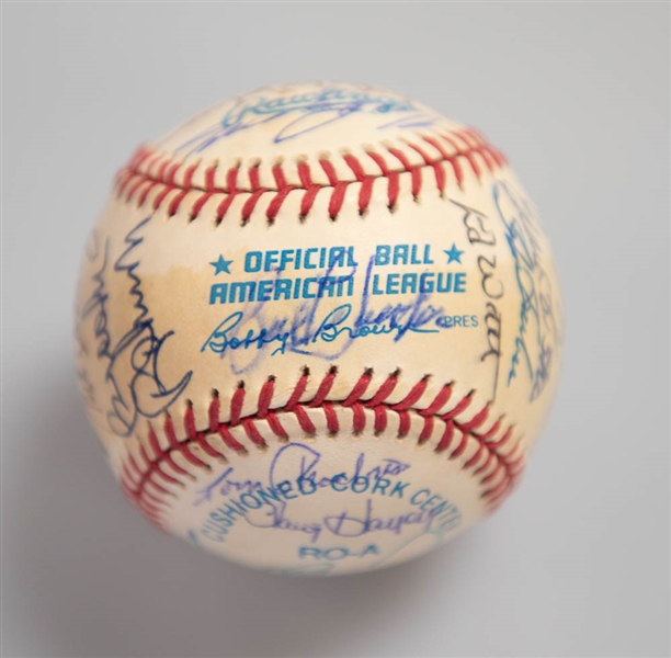 1966 Baltimore Orioles Team Signed World Champion Baseball (26 Signatures inc. B. Robinson, F. Robinson, Palmer, Powell, Blair, Bauer, and more) - JSA Auction Letter