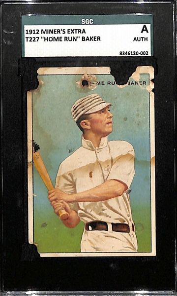 1912 T227 Miner's Extra Frank Home Run Baker SGC Authentic