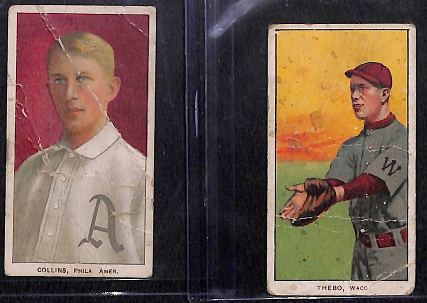 Lot of 2 - 1909 T206 Cards - Collins & Thebo - Old Mill & Piedmont Backs