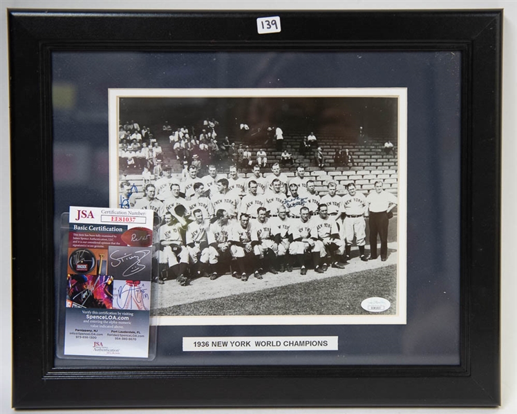 Framed/Matted 1936 Yankees Team Photo Signed by Bill Dickey and Frank Crosetti (JSA COA)