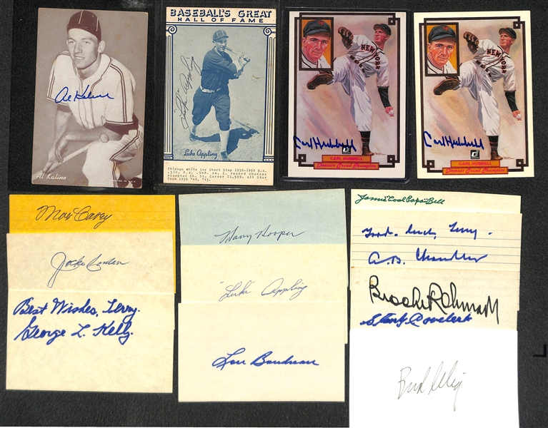 Lot of 14 Baseball Signed Index Cards & Photos w. Al Kaline - JSA Auction Letter