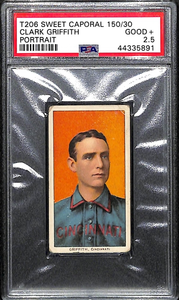 1909-11 T206 Sweet Caporal 150/30 Clark Griffith Portrait Graded PSA 2.5