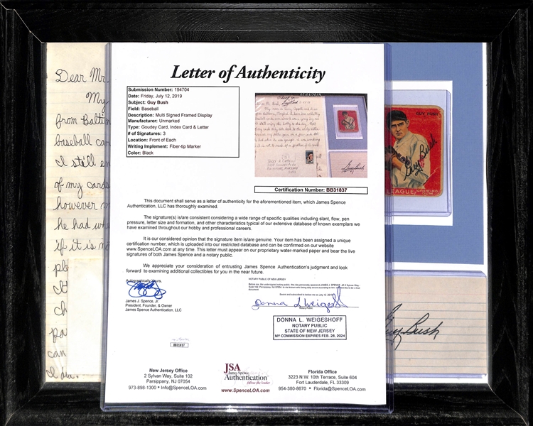 Guy Bush Signed 1933 Goudey Card/Index Card/Letter - JSA