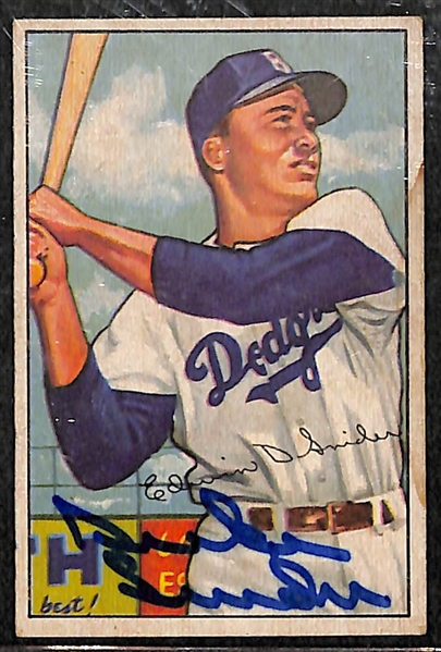 Duke Snider Signed 1952 Bowman Baseball Card  - JSA Auction Letter