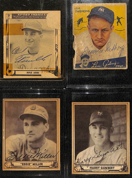 Lot of 4 Signed 1930s-1940s Baseball Card w. Carl Furillo  - JSA Auction Letter